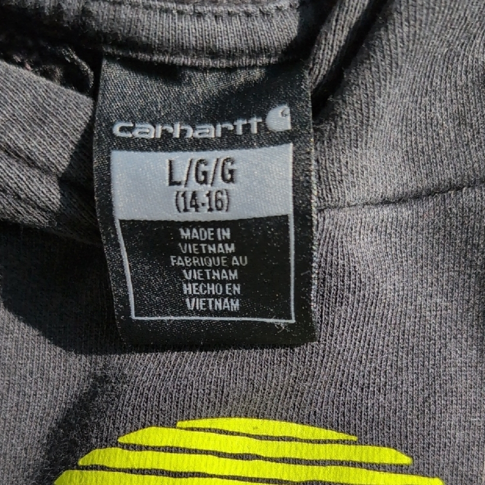 14/16 Carhartt Black and Yellow Sweatshirt for Effortless Style - Picture 4 of 5